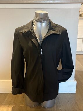 Classic Black Women's Bomber Jacket with Zip Front and side pockets